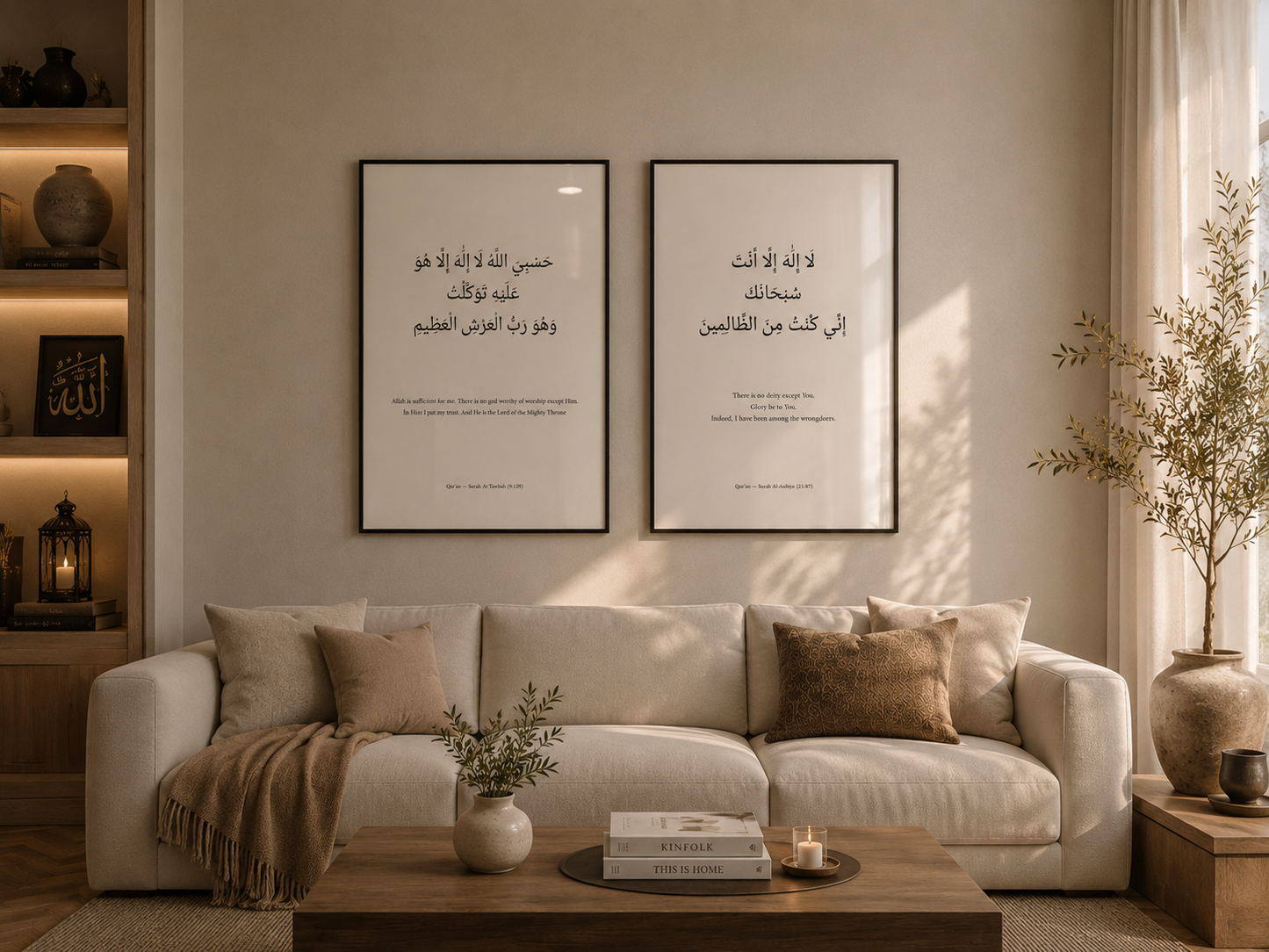 Luxury Islamic Wall Art Set of 2 – Modern Arabic Calligraphy Frames