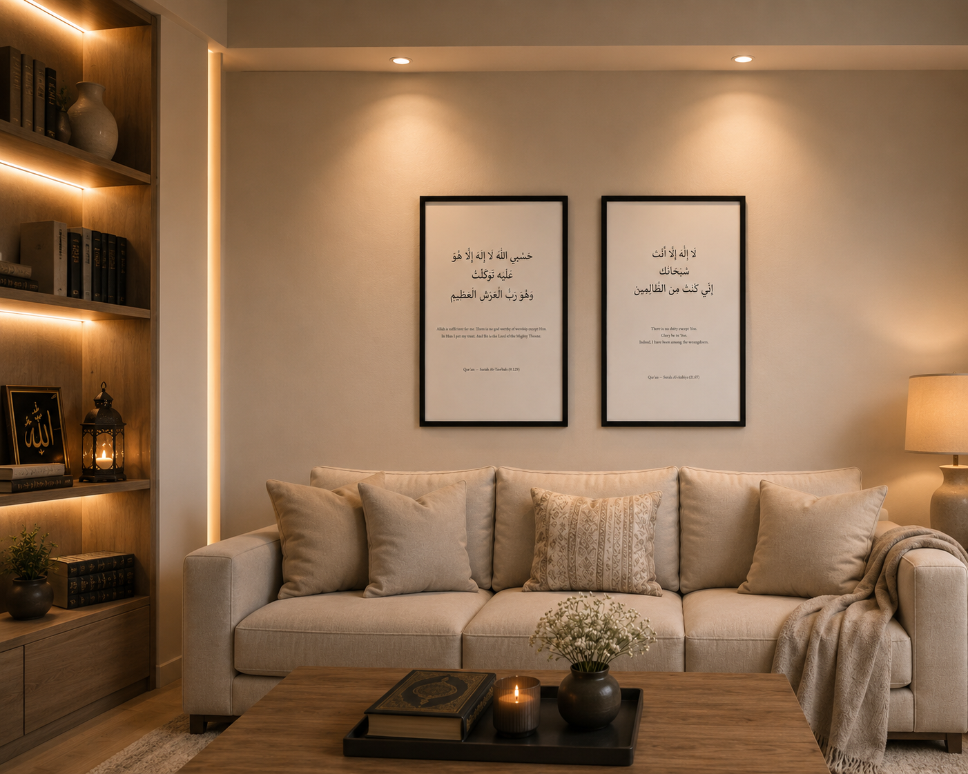 Luxury Islamic Wall Art Set of 2 – Modern Arabic Calligraphy Frames