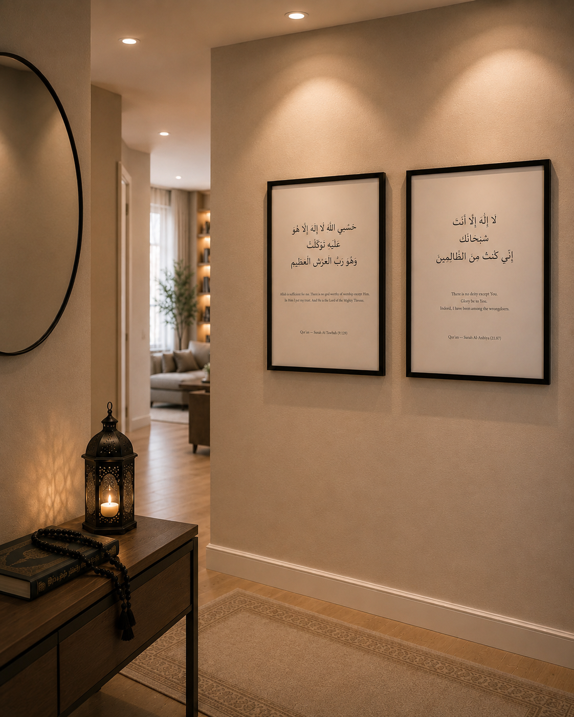 Luxury Islamic Wall Art Set of 2 – Modern Arabic Calligraphy Frames