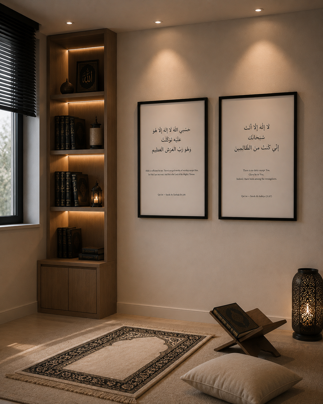 Luxury Islamic Wall Art Set of 2 – Modern Arabic Calligraphy Frames